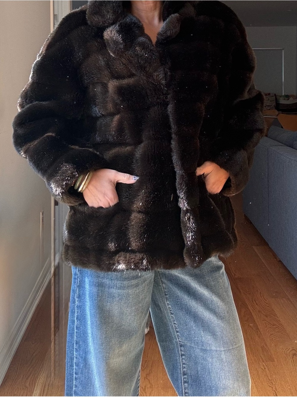 Plush Dark Brown Teddy Jacket for Women